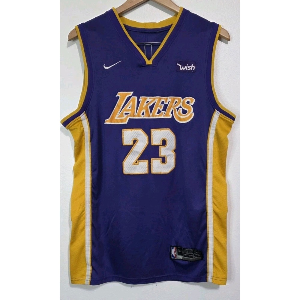 Lakers LeBron James #23 Nike Wish NBA Swingman Jersey 50 Purple‎ Basketball EUC